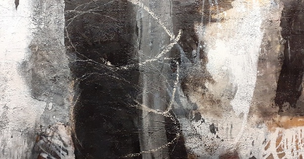 Abstrakte Malerei mit Bitumen